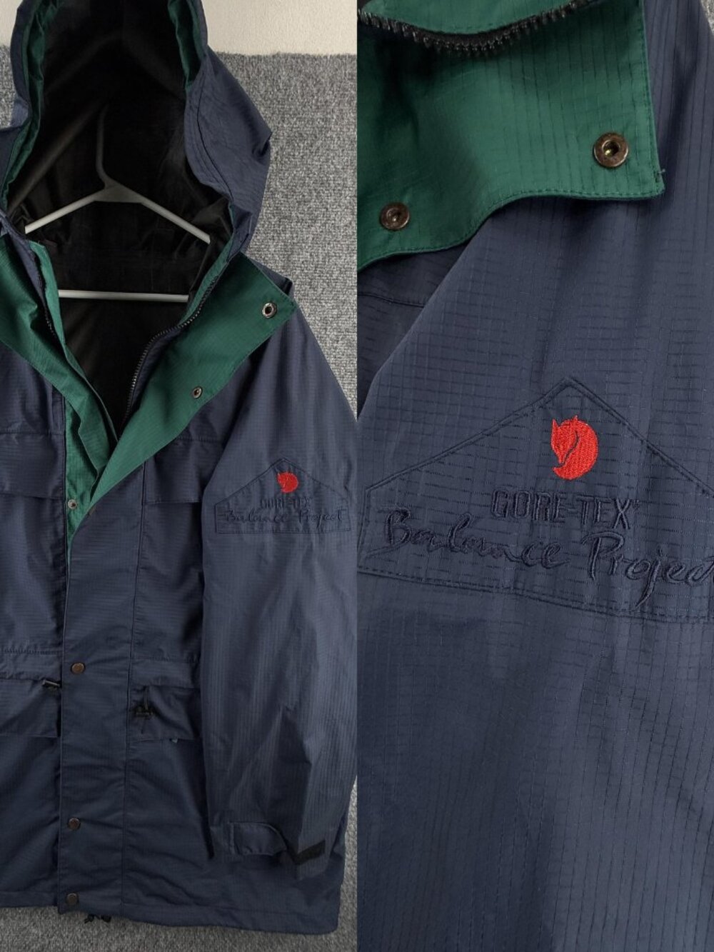 Fjallraven Balance Project Rare Nylon Parka Blue XL Jacket Logo Solid Gore-Tex